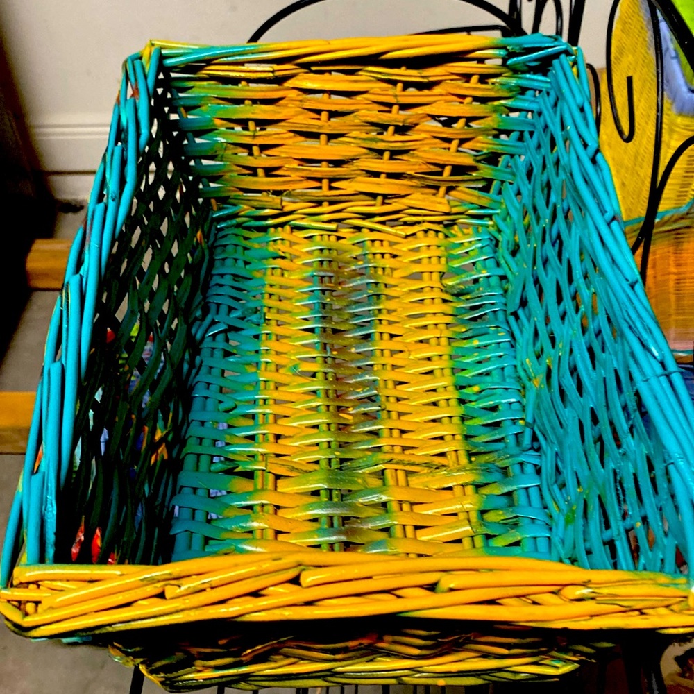 Spray painted wicker basket